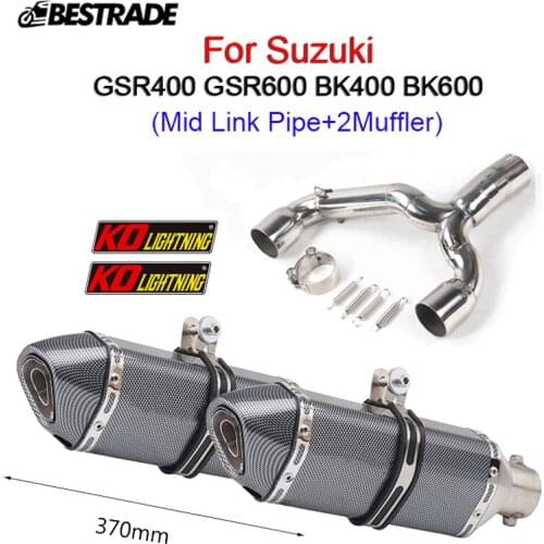 Exhaust System For Suzuki GSR400 GSR600 BK400 600 All Year Motorcycle Mid Connect Pipe Slip On 51mm Muffler Left&Right Side
