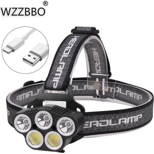 XPE+COB Headlight Type-c Rechargeable Headlight Portable 5LED Sensor Headlight Red Light Sensor Headlight