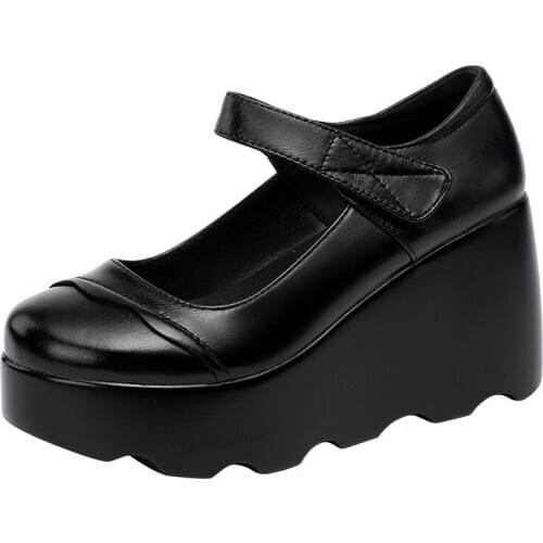 Plus Size 32-43 Platform Shoes Women Pumps 2021 Autumn High Heels Shoes Wavy Wedges Shoes for Ladies Mother Shoe Leather