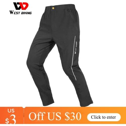 WEST BIKING Cycling Pants Light Comfortable Mens Sports Pant Light Comfortable Reflective Trousers Men Summer softshell pants