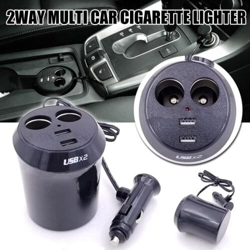 1pc Car Auto Shape 5V 2 Way Cigarette Lighter Socket 1A Dual USB Charger Splitter Adapter LED Light For Phone GPS MP3 Parts Tool