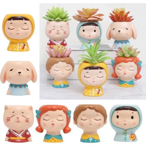 1Pcs Resin Succulent Planter Cute Flowerpot Photo Props Desk Garden Ornament