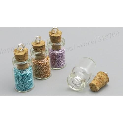 100 X 0.6ml Empty Cute Mini Messages Wishing Glass Bottle Vials, 0.6cc Clear Transparent Bottles, Charms Pendants