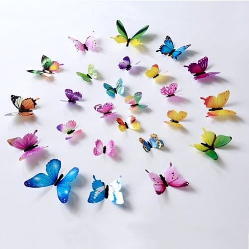 12 Pcs Luminous Simulation Butterflies Art Wall Stickers Decor Butterflies Luminous Home Decoration