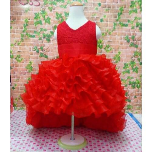 2018 Flower Girl Dresses Tailing Pageant Dresses Girl Summer Dresses For Weddings Party Child baptism Dress with Big Bow
