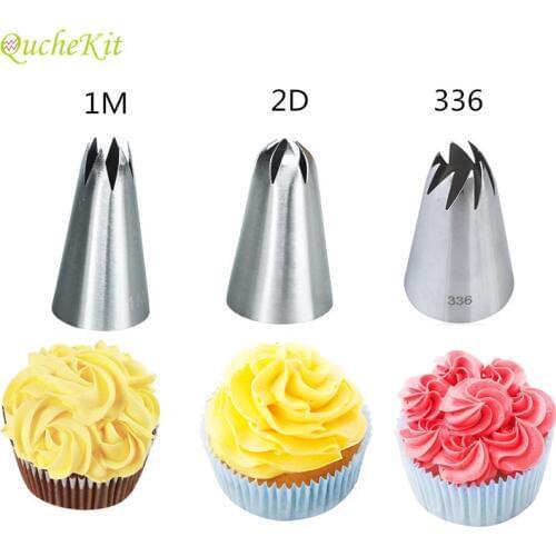 3PCS Large Icing Piping Nozzles Stainless Steel Cream Pastry Nozzles Cake Decorating Tools Baking Tools For Cupcakes