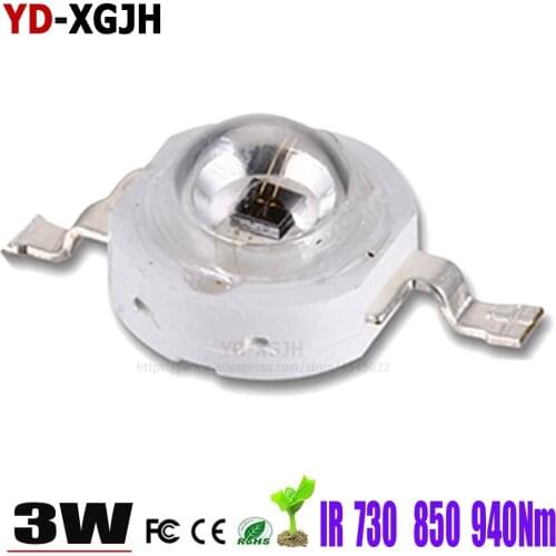 50PCS/Lot 1W 3W 5w IR 730-850-940nm Epistar 45mil Infrared High Power LED Lamp Light Diode, for 3W Intergrated Light Source DIY