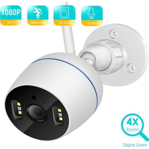 BESDER 4XDigital Zoom Cloud Wifi Camera Outdoor 2MP Wireless Bullet Camera Full Color Night Vision Audio Home Security IP Camera