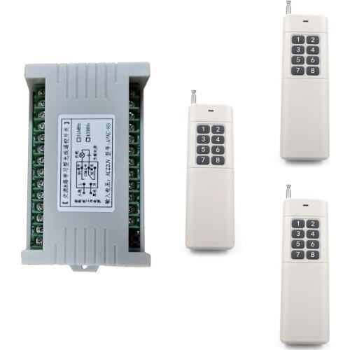 3000m AC 220V 8CH 8 CH Wireless Remote Control Light Switch System Remote Relay Module Receiver Transmitter Smat Home Switch