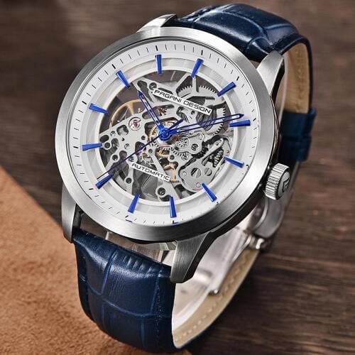 PAGANI DESIGN Business Man Watch Luxury Skeleton Hollow Leather Mens Wristwatch New Mechanical Male Clock Relogio Masculino