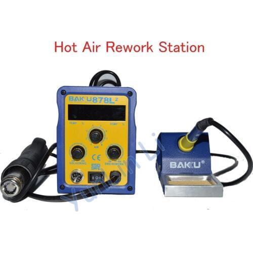 Digital Display SMD Brushless Heat Air Rework Station 2 in 1 Soldering Iron Hot Gun Cell Phone IC Repair Station BK-878L2