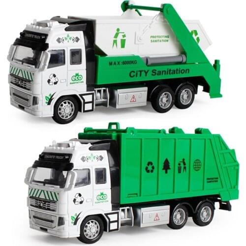 Kids Toy Car Pull Back Alloy Vehicle Model Engineering Garbage Sanitation Truck