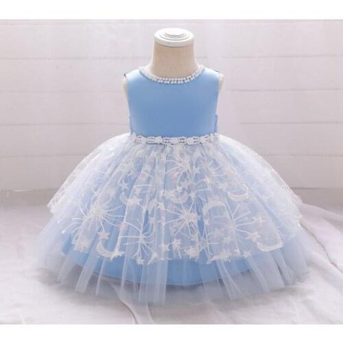 Beaded Lace Hollow Flowers First Birthday Dress For Baby Girl Kids Clothes Lace Baptism Tutu Bow Princess Baby Dresses Vestido