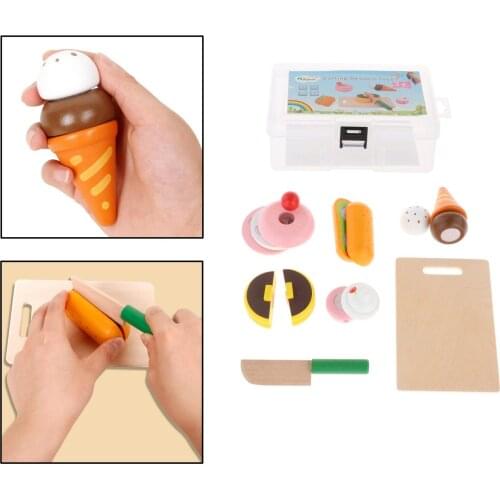 DIY Pretend Play Dessert Toy Cutting Cake Ice Cream Food Hot Dog Set Gifts