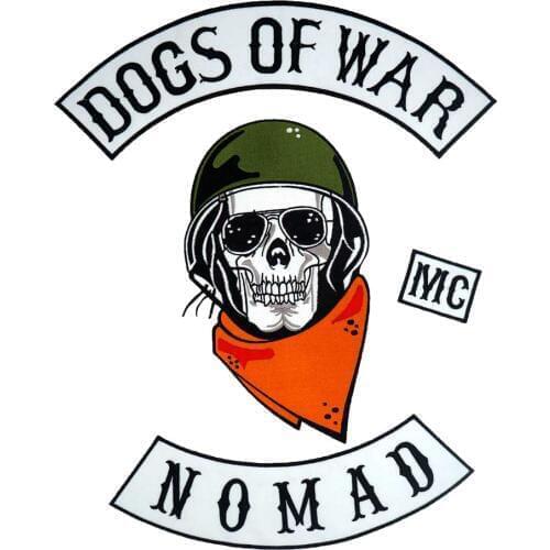 DOGS OF WAR NOMAD Biker Rider Biker Rider Patch BACKING Embroidered biker Patches Badge 4 PCS/set