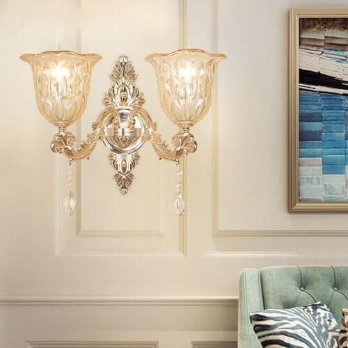 European Crystal Wall Lamp Bedroom Bedside Living Room Light Fixtures Wall Sconce Stair LED Wall Lighting Bathroom Mirror Lights