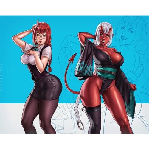 Custom Print Anime Sexy Succubus Demon Girl Art Poster HD Wall Picture Canvas Painting for Living Room Bedroom Home Decoration