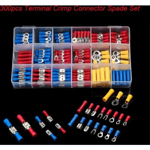 Insulated Wire Electrical Connectors Assortment Assorted Spade Terminals Cable Connector Electrical Wire Crimp Butt Ring Fork