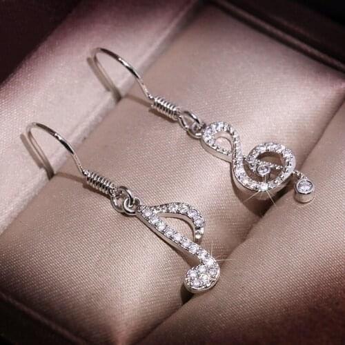 Exquisite Stylish Artistic Note Design Earrings 92S Sterling Silver Pendant Unique Dangle Earring For Women Fine Jewelry