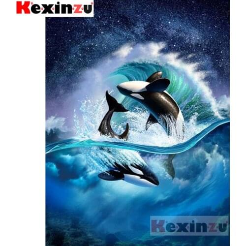 Kexinzu Full 5D DIY Square/Round Diamond Painting"Whale surf" 3D Embroidery Cross Stitch Mosaic diamondpainting Gift K8795