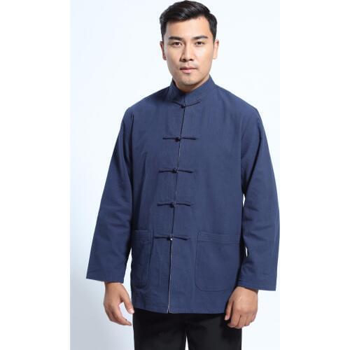 Shanghai Story Long Sleeve Shirt Chinese Traditional clothing Blend Linen Tang suit mandarin collar reversible jacket 2 color