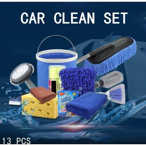 Car Cleaning Kit Scrubber Drill Brush Detailing Set Air Conditioner Vents Towel Washing Gloves Polisher Adapter Vacuum Cleaner