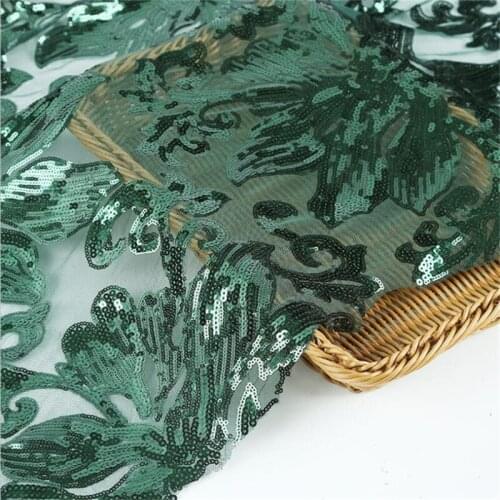 Lace165 Green Embroidered Mesh Yarn Sequined Fabric Fashion Womens Dresses Stage Dress Wear Decorative Fabrics Wedding Dress