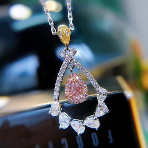 Fashion Pear Water Drop Pendant Necklace Dazzling Crystal Zircon Fine Jewelry For Women Wedding Statement Valentines Day Gift