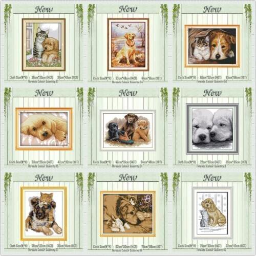 Cat and Dog animals Labrador puppy painting counted printed on canvas Cross Stitch kits DMC 11CT 14CT needlework Sets embroidery