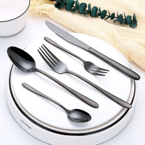 Dinnerware Set Black Silverware Cutlery Set Stainless Steel Luxury Flatware Home Fruit Fork Spoon Knife Kitchen Dinner Kit