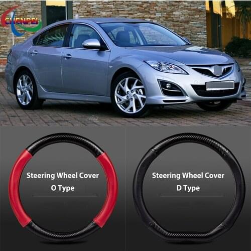 38cm Non-Slip Dreathable Carbon Fiber Steering Wheel Cover For Mazda 6 Car interior decoration accessories