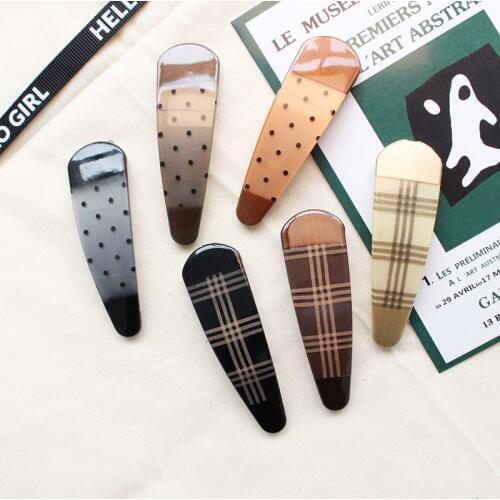 New 1pcs French Style Retro Wave dot Leopard Fabric Hair clip Fashion Geometric Waterdrop Shaped Hairpins Hair Accessories