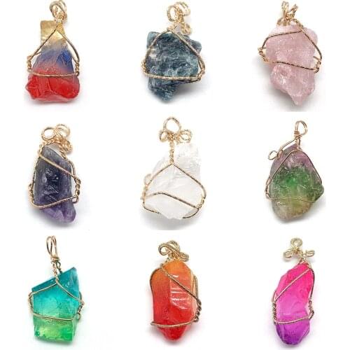 2021 New Natural Stone Irregular Pink Crystal Amethysts Pendants Exquisite Charms For DIY Jewelry Making Necklaces for Women