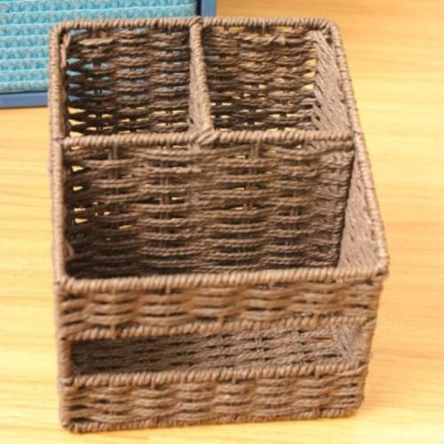 2021 New Straw Remote Control Storage Box Mobile Phone Storage Basket Office Desk Living Room Coffee Table Desk Tissue Box