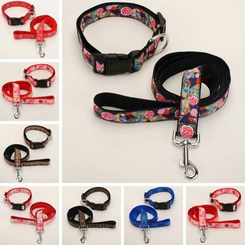 New 2 set for Dog Leash & Dog Collar,1 inch flowers pattern printed ribbon for nylon belt