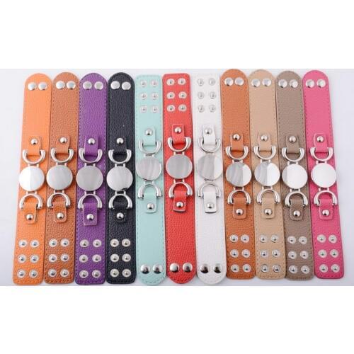 Rainbery 2021 New Fashion Jewelry Monogram PU Leather Bracelet Pulseras 3 Row Leather Cuff Bracelet For Women Men