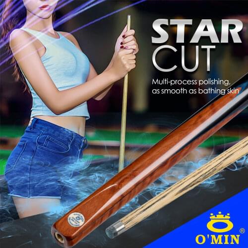 O'MIN STAR CUT 3/4 Snooker Cues Litchi wood Butt 9.5mm Tip Case Professional with Extension Billiard Cue Ash shaft For Black 8