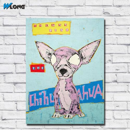 Printing Pop Art Thomas Pink the Chihuahua Dog Wall Art Picture Home Decor Living Room Modern Canvas Print Paintings Unframed