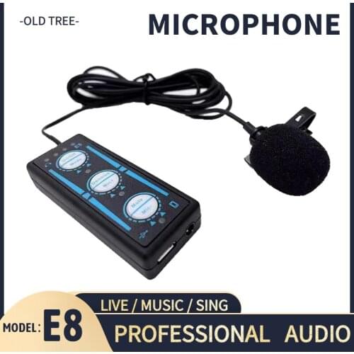Portable Lavalier Microphone Built-in Reverberation Mini Sound Card Noise Reduction