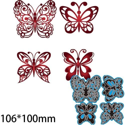 Cutting Dies 4pcs Butterfies New Metal and Stamps Stencil for DIY Scrapbooking Photo Album Embossing Paper Card 106*100mm