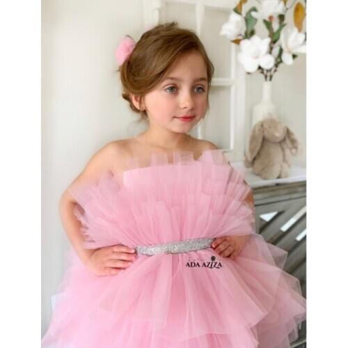 Pink Kid Birthday Party dress Pink Girls Pink Celebration Dresses Big Occasion Dress Custom