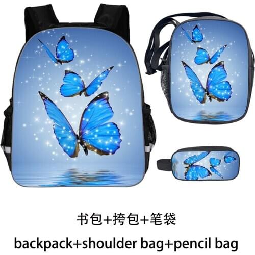 Butterfly Dinosaur Backpack Set Teenagers Girls Boys Toddler Kid School Book Bags Men Women Rock Mochila Bolsa