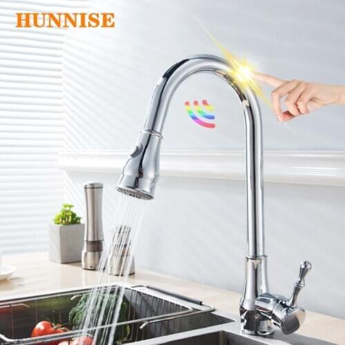 Touch Kitchen Tap Polished Chrome Pull Out Kitchen Sink Faucet Sensitive Touch Kitchen Faucet Smart Touch Chrome Kitchen Faucets