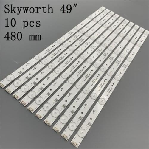 TKDMR 10pcs /set 49" inch TV LED Strip 5800-W49001-1P00 for 49E6000 49E3000 480mm 6LED Universal tv led backlight strip used