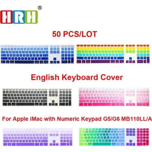 HRH Wholesale 50pcs Ultra Thin Silicone US Keyboard Skin Cover Protector With Numeric Keypad For iMac G5/G6 MB110LL/A