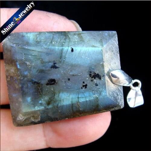 High Quality Big Natural Blue Flash Labradorite Stone Beads Pendants Necklaces Wholesale Bijoux Necklace For Mens Jewelry IS092