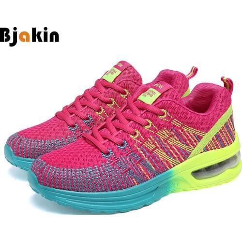 Bjakin Cushioning Women Running Shoes Outdoor Autumn Fitness Sports Shoes Breathable Mesh Sneakers Female Platform Jogging Shoes
