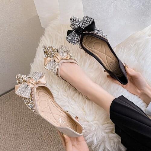 Flat Shoes Women Retro Bow Spring and Autumn Fashion Pointed Casual Solid Color Flat-heeled Women Plus Size 41 42 43