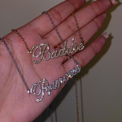 Custom Zirconia Name Necklace for Women Men Stainless Steel Cuban Chain Necklaces Personalized Zircon Collares Jewelry Gift