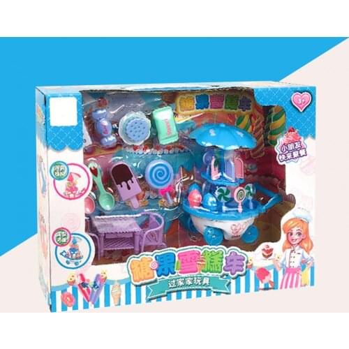 1 Set Creative Play House Toys Simulation Pretend Play ABS Dessert Shop Cart Children Interactive Game Gift for Kids